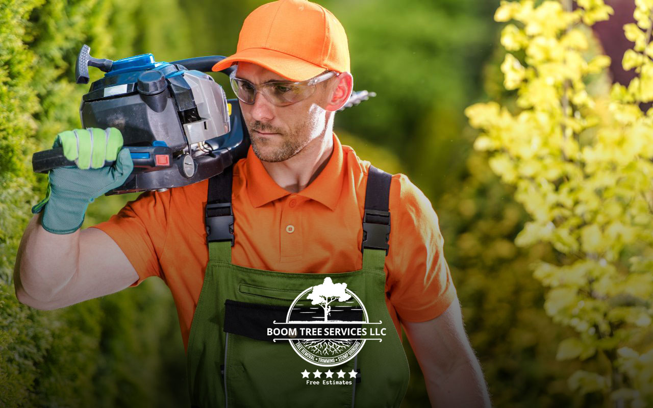 Display of safety equipment used in tree trimming, highlighting cost factors