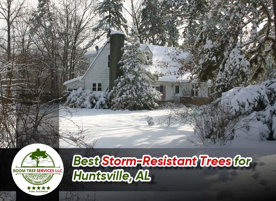 Preparing storm-resistant trees in Huntsville, AL, with pruning and mulching for winter storms.