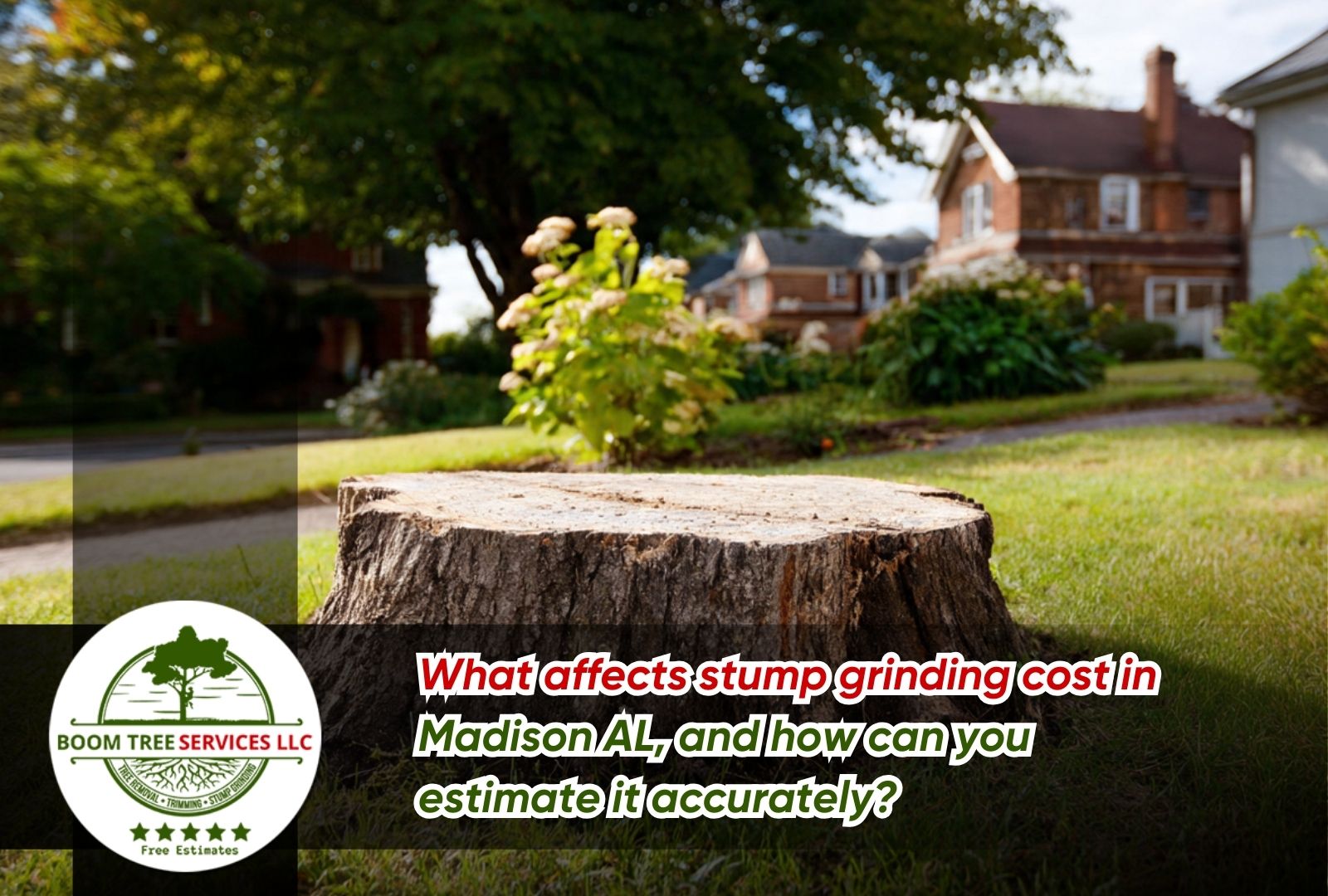 Stump grinding cost in Madison AL for a residential yard