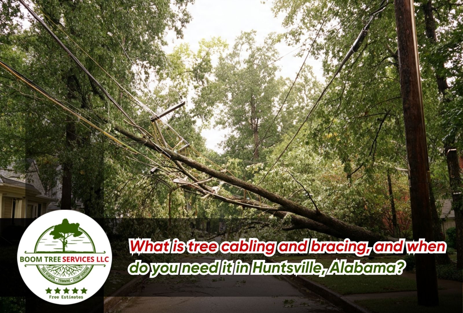 Tree cabling and bracing in Huntsville AL supporting heavy limbs