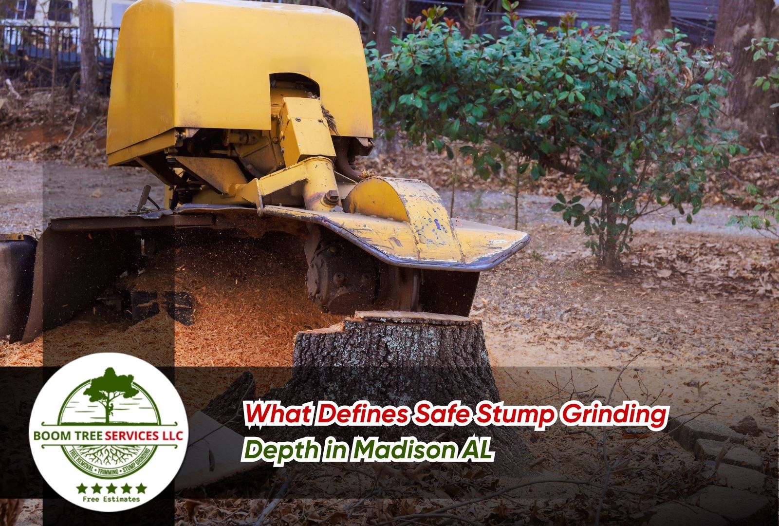 professional equipment used for stump grinding depth standards in Madison, AL