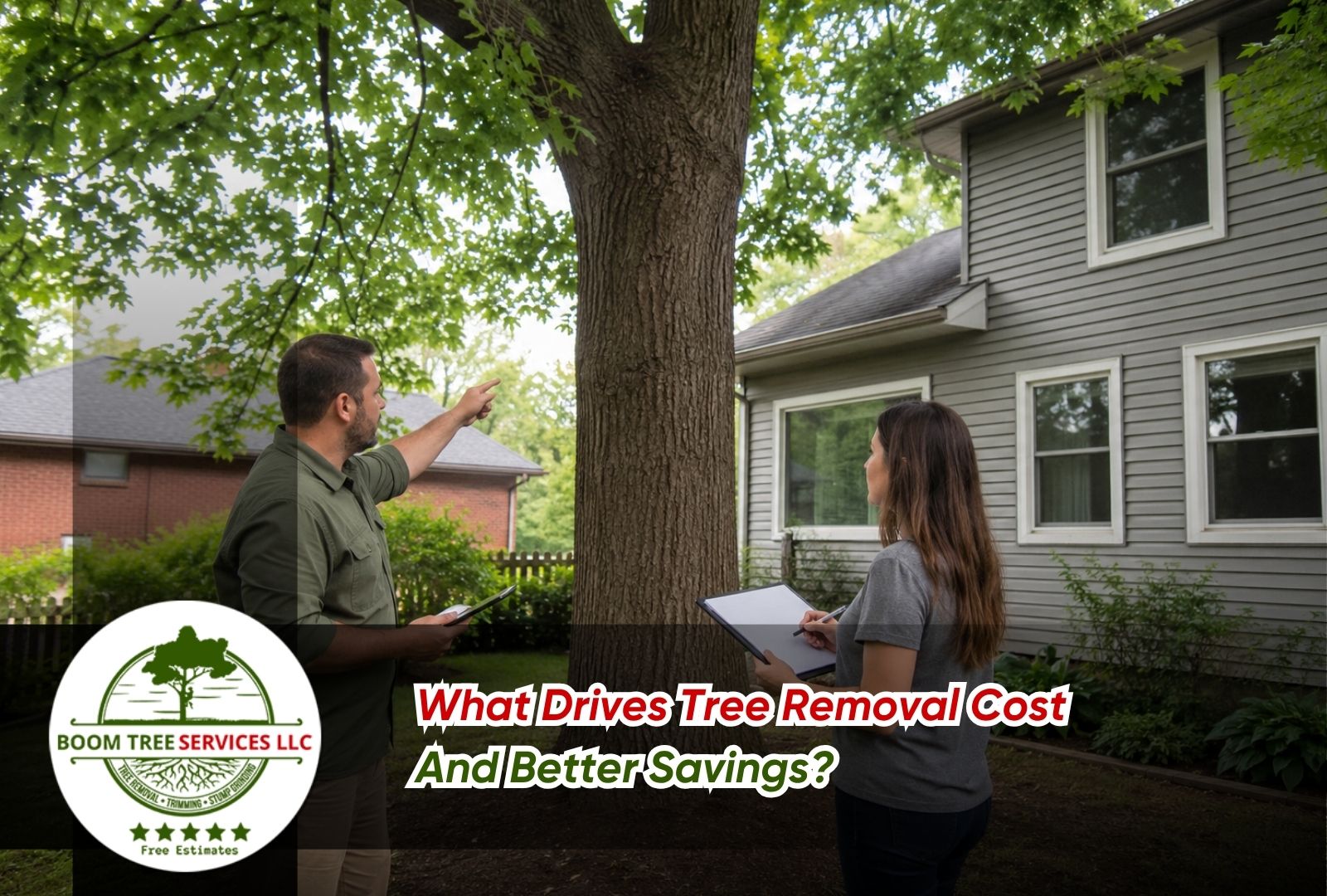 Tree removal cost assessment for a backyard tree near a home